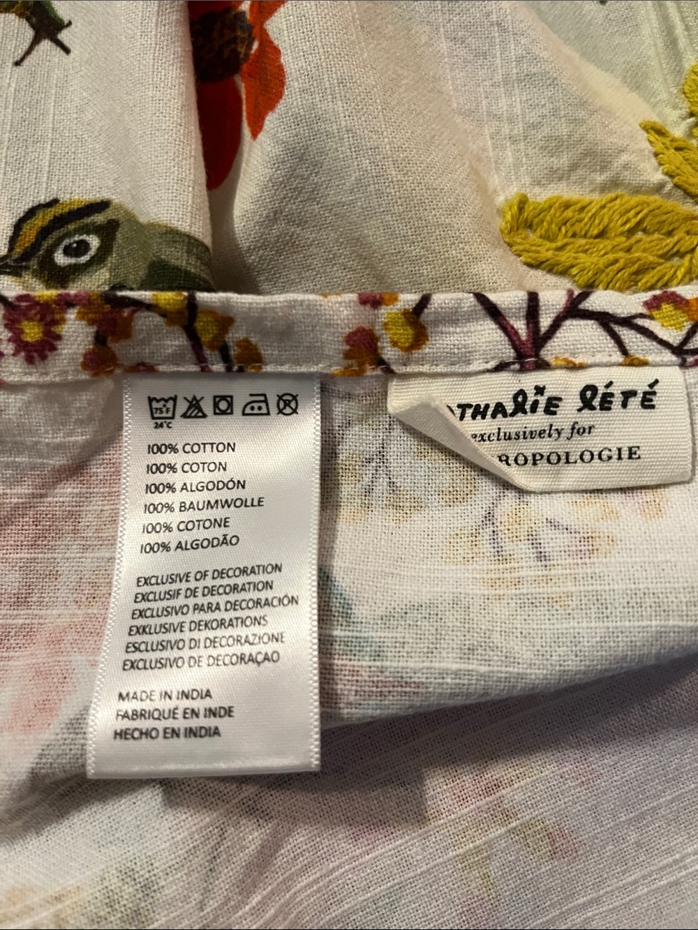 Anthro Nathalie Lete Botanical Bird Print Embroidered Apron - Picture 11 of 16